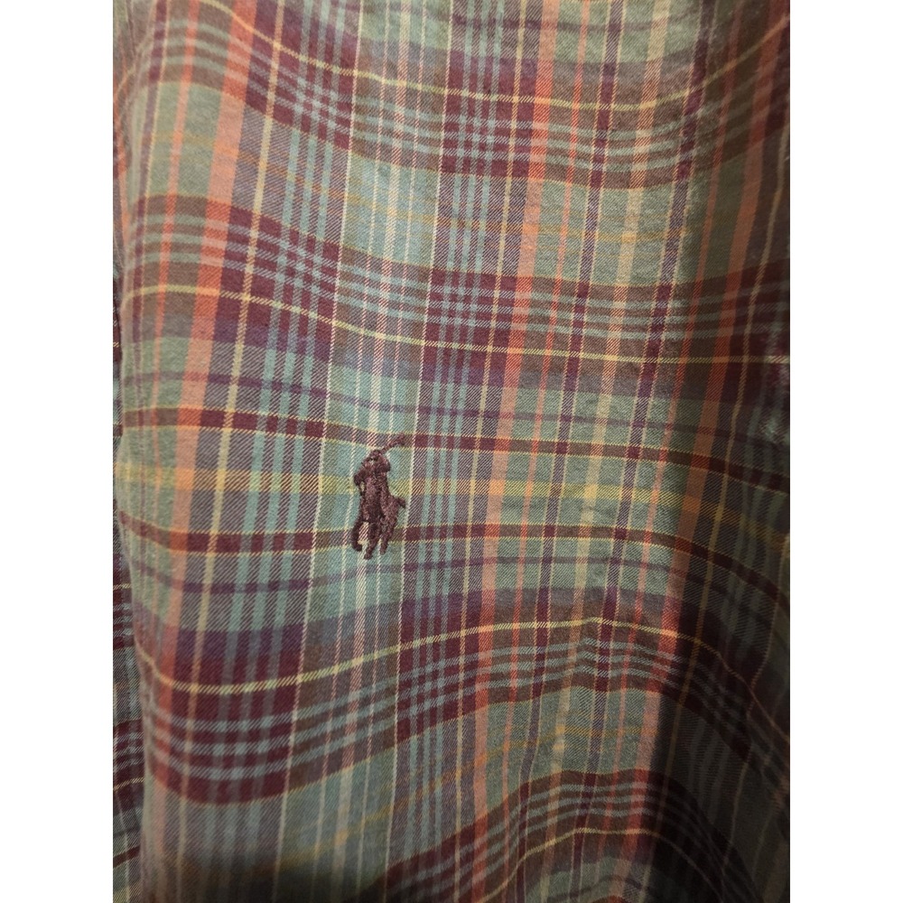 Ralph Lauren Shirt XL 17 ClassicFit Plaid Madras Button Down Cotton Woven Sku7 - Picture 2 of 6